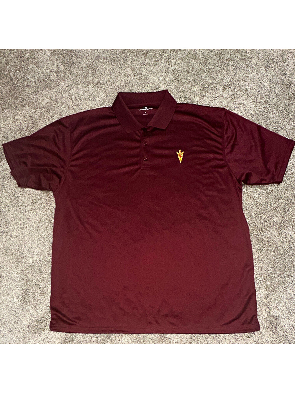Vansport Men's Big & Tall 2X Arizona State Burgundy Polo Short Sleeve